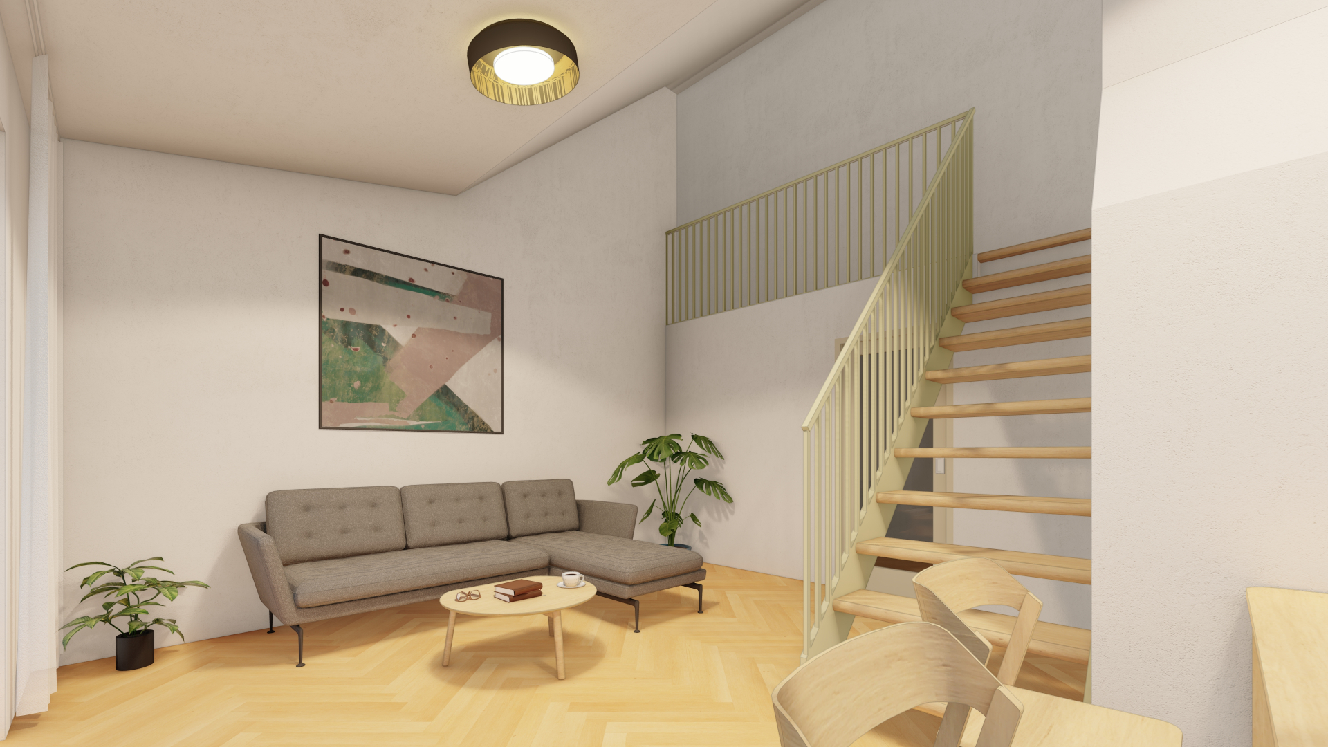 Obývací pokoj s galerií